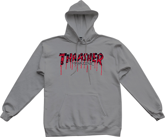 Thrasher Blood Drip Hooded Sweatshirt - MEDIUM Lt.Steel