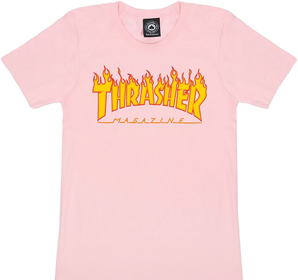 Thrasher Flame Logo Girls T-Shirt - Size: X-SMALL Pink