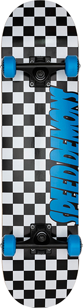 Speed Demons Checkers Complete Skateboard -7.25 Black/Blue 