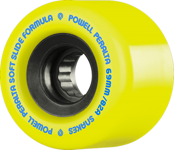 Powell Peralta Snakes 69mm 82a Yellow/Black W/Blu Longboard Wheels (Set of 4)