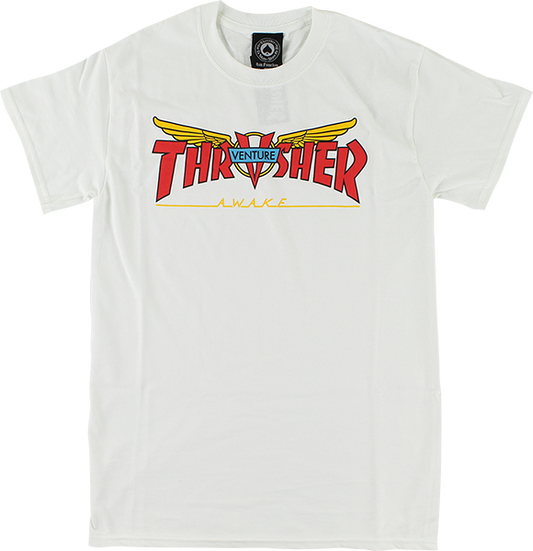 Thrasher Venture Collab T-Shirt - Size: SMALL White/Red/Yellow
