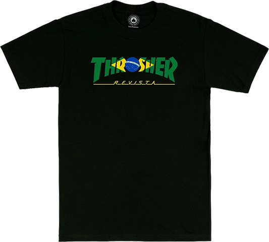 Thrasher Brazil Revista T-Shirt - Size: MEDIUM Black
