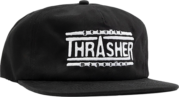 Thrasher Genuine Logo Skate HAT - Adjustable Black/White 