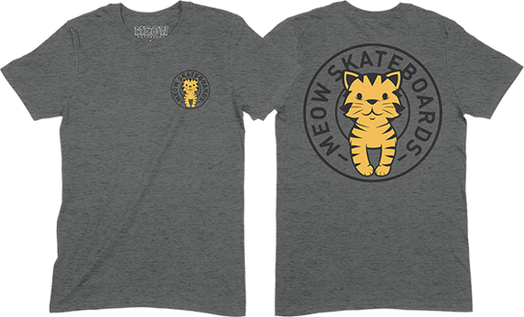 Meow Tabby Seal T-Shirt - Size: MEDIUM Dark Heather Grey