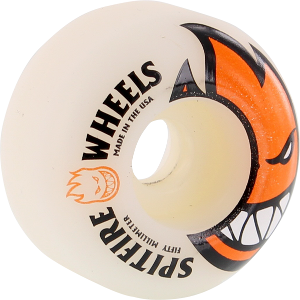 Spitfire Bighead 50mm White W/Orange Skateboard Wheels (Set of 4)