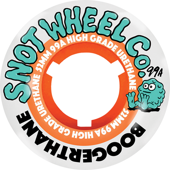 Snot Wheel Co. Boogerthane Team 52mm 99a White/Orange Skateboard Wheels (Set of 4)
