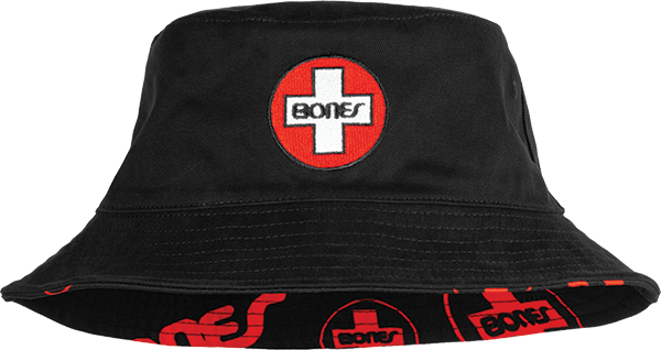 Bones Wheels Bearings Swiss Reversible Bucket Skate HAT - Black/Red 