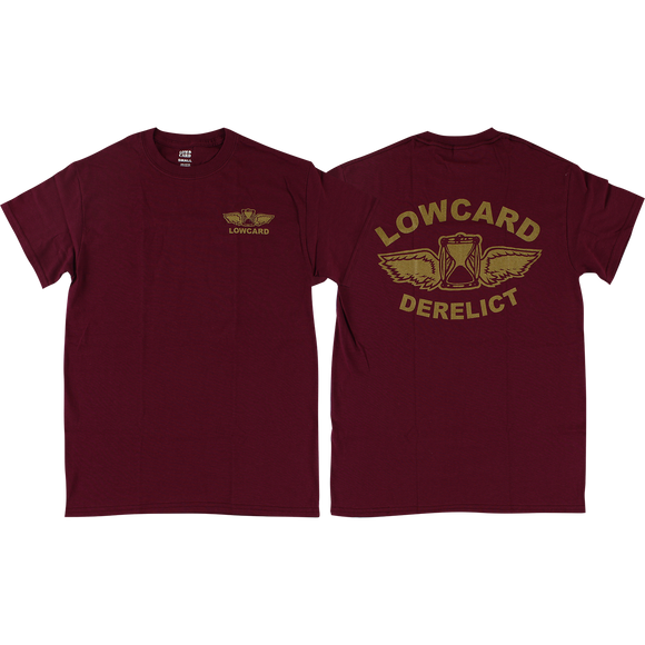 Lowcard Derelict Short Sleeve T-Shirt - Size: SMALL Burgundy