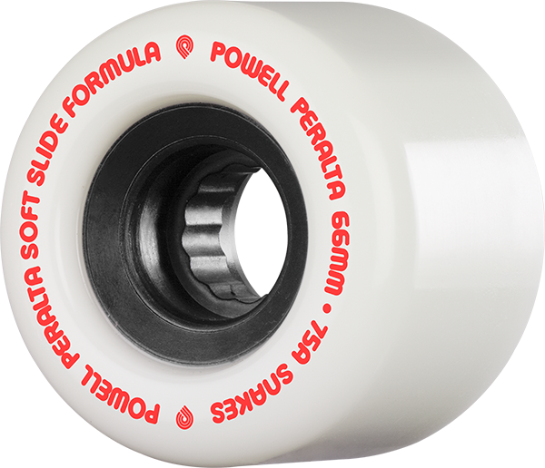Powell Peralta Snakes 66mm 75a White/Black W/Red Longboard Wheels (Set of 4)