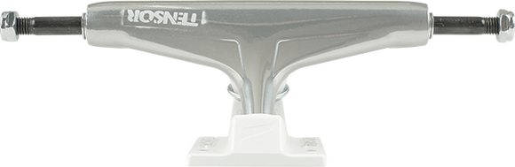 Tensor Reg Alum 5.25 Stencil Mirror Raw/White Skateboard Trucks (Set of 2)