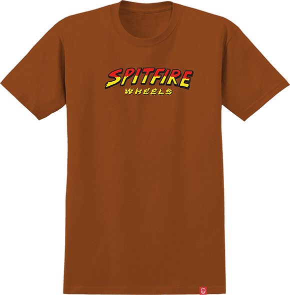 Spitfire Hell Hounds Script T-Shirt - Size: LARGE Orange/Multi