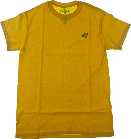 Krooked Birdie Emb Daisy T-Shirt - Size: SMALL Yellow
