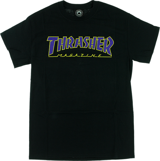 Thrasher Outlined T-Shirt - Size: X-LARGE Black/Purple/Yellow