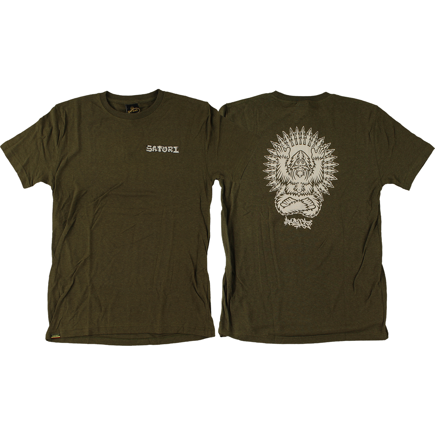 Satori Bigfoot Meditate Hemp T-Shirt - Olive