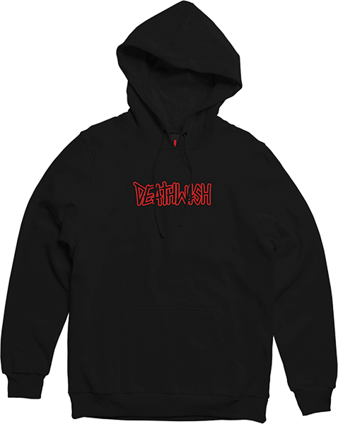 Deathwish Outline Puff Hooded Sweatshirt - LARGE Black