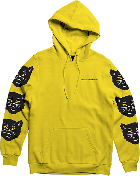 Call Me 917 Black Cat Hooded Sweatshirt - SMALL Gold