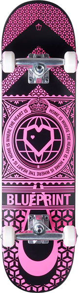 Blueprint Home Heart Complete Skateboard -7.75 Black/Pink 