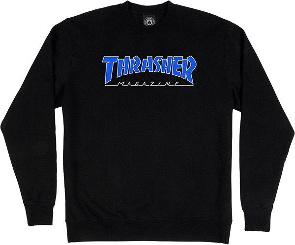 Thrasher Outlined Crew Sweatshirt - X-LARGE Black/Blue