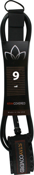 Surfboard Leash Stay Covered Deluxe 9' Lb Calf Black|Universo Extremo Boards Surf & Skate