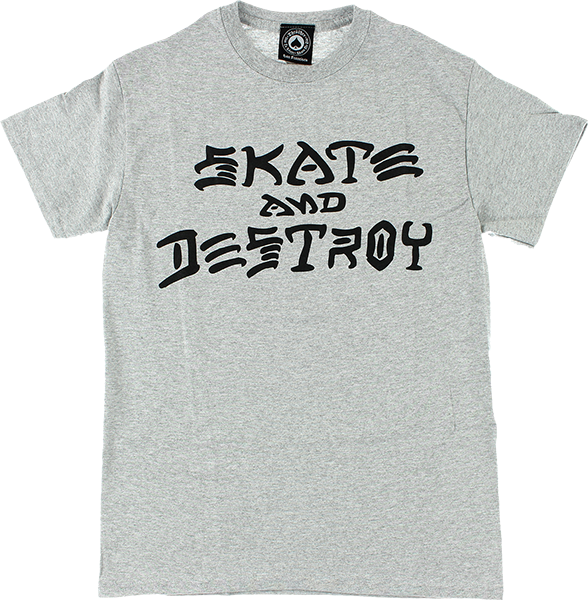 Thrasher Skate & Destroy T-Shirt - Size: LARGE Grey