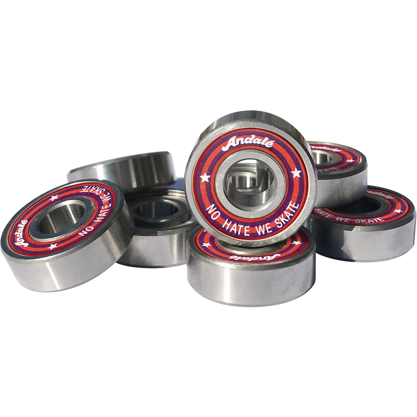 Andale No Hate We Skate Bearings White Single Set - 8 Pieces