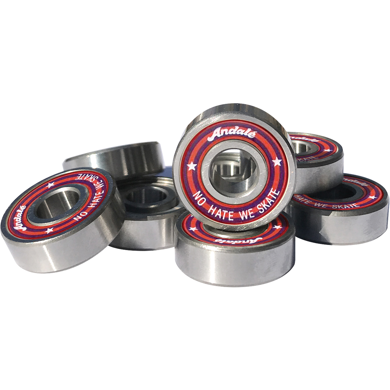 Andale No Hate We Skate Bearings White Single Set - 8 Pieces