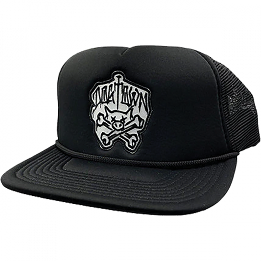 Dogtown Pig And Bones Wheels Mesh Skate HAT - Adjustable Black/Black 