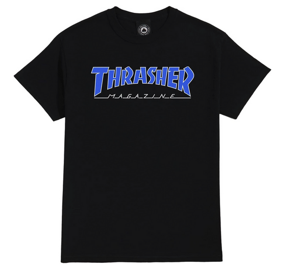 Thrasher Outline T-Shirt - Size: X-LARGE Black/Blue