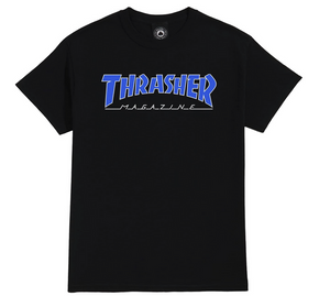 Thrasher Outline T-Shirt - Size: MEDIUM Black/Blue