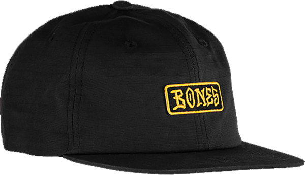 Bones Wheels Wheels Black And Gold 6p Strapback Skate HAT - Black 