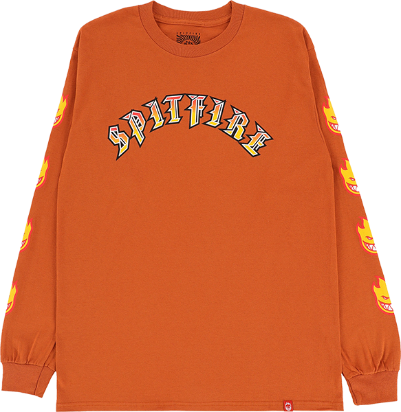 Spitfire Old E Bighead Fill Sleeve Long Sleeve Shirt MEDIUM Orange/Gold/Red