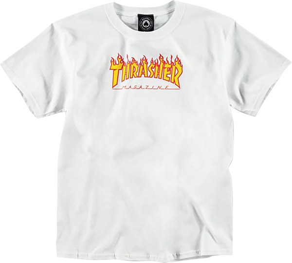 Thrasher Flames Youth T-Shirt - White