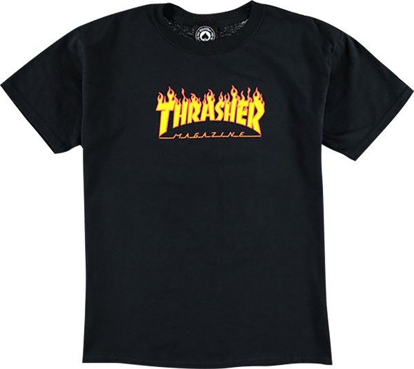 Thrasher Flames Youth T-Shirt - Black