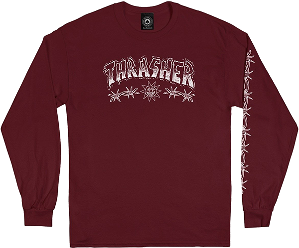 Thrasher Barbed Wire Ls Size: LARGE Maroon