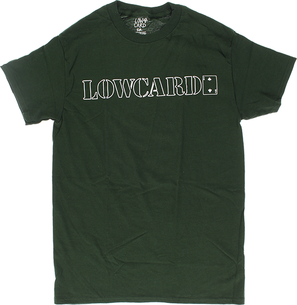 Lowcard Standard Outline T-Shirt - Size: Small Forest Green/White