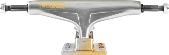 Tensor Reg Alum 5.25 Stencil Mirror Raw/Gold Fade Skateboard Trucks (Set of 2)