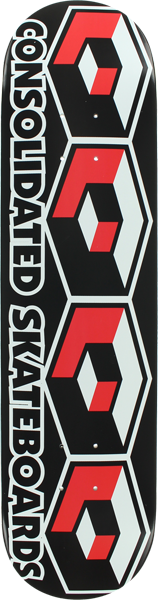 Consolidated 4 Cube Skateboard Deck -7.75 Black/Red DECK ONLY