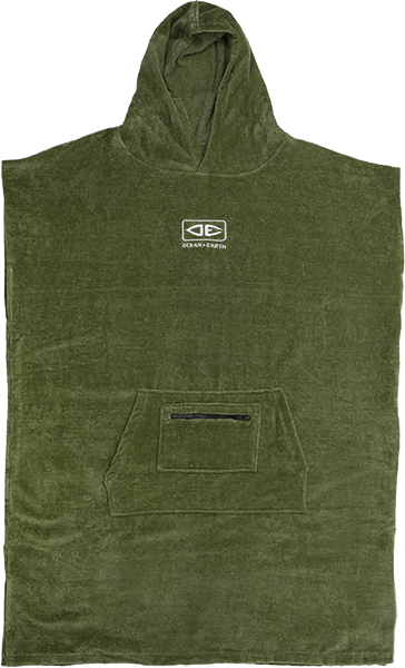 Ocean and Earth Mens Corp Hooded Poncho Military