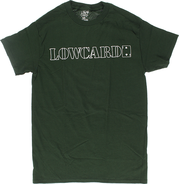 Lowcard Standard Outline T-Shirt - Size: Medium Forest Green/White