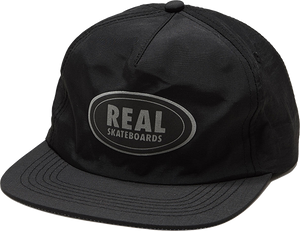 Real Oval Skate HAT - Adjustable Black/Reflect 