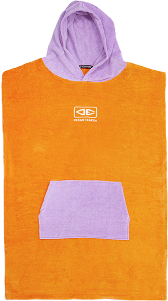 Ocean and Earth Youth Hooded Poncho Orange/Purple