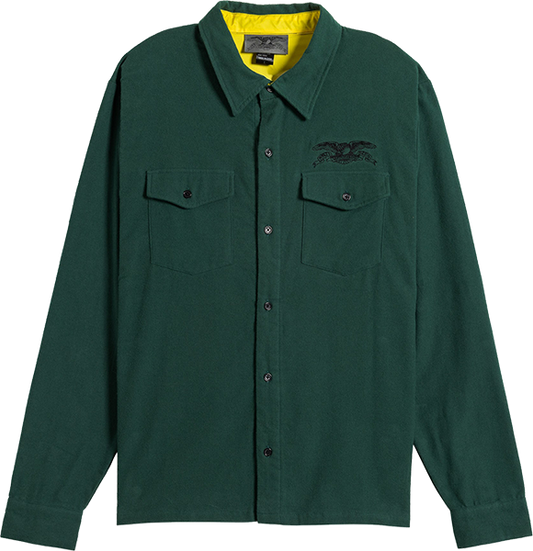 Antihero Basic Eagle Long Sleeve Shirt Flannel X-LARGE Dk.Green/Black