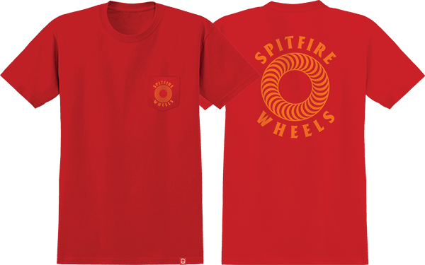 Spitfire Hollow Classic Pocket T-Shirt - Size: Small Red/Orange
