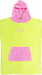 Ocean and Earth Youth Hooded Poncho Lime/Pink