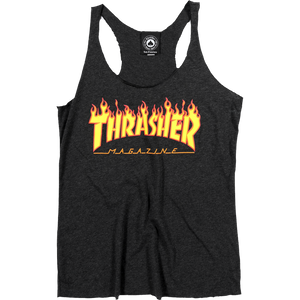 Thrasher Girls Flames Racerback Tank Size: SMALL Black