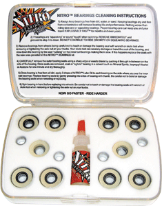 Skateboard Bearings Nitro X-7-RS Ceramic Skateboard Bearings Kit Includes Seals, Lube, Washers and Spacers|Universo Extremo Boards