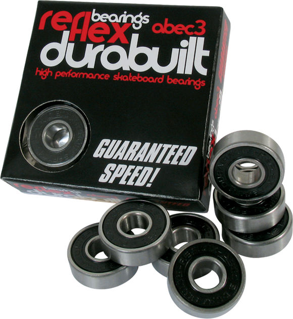 Skateboard Bearings Reflex Abec-3 Durabuilt Black - Single Set|Universo Extremo Boards