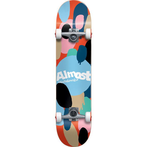 Almost Spotted Complete Skateboard -7.0 Red/Lt.Blue/Multi 