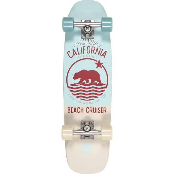 Dusters Beach Cruiser Complete Skateboard -8x29 Blue/Tan/Red 