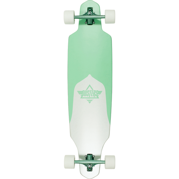 Dusters Channel Complete Longboard Skateboard -9.5x38 Neo Mint/White 